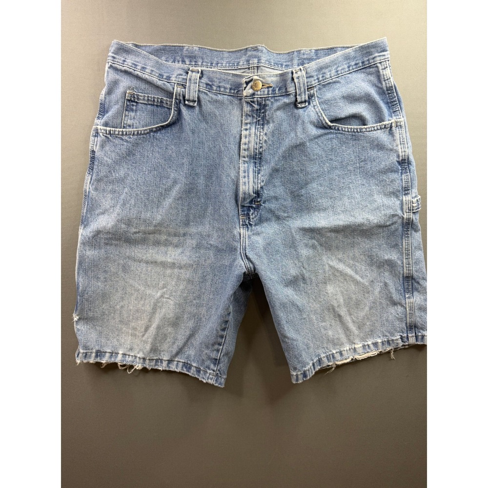 Wrangler Carpenter Shorts Mens Blue Denim Light Wash Utility 38